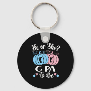 Halloween He Or She G Pa To Be Pumpkin Gender Reve Keychain