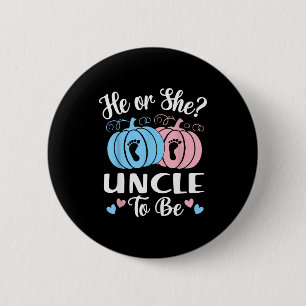 Halloween He Or She Uncle To Be Pumpkin Gender Rev 2 Inch Round Button