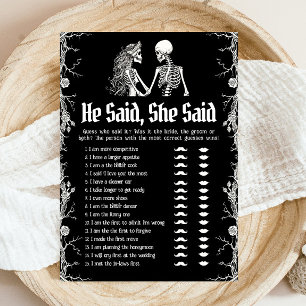 Halloween He Said, She Said Bridal Shower Game Invitation