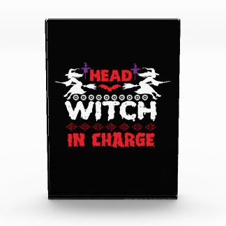 Halloween Head Witch In Charge Birthday Photo Block