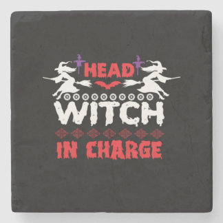 Halloween Head Witch In Charge Birthday Stone Coaster