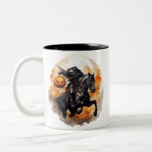 Halloween Headless Horseman With Pumpkin Head Two-Tone Coffee Mug