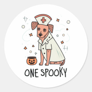 Halloween Healer Pup One Spooky Nurse Dog Classic Round Sticker