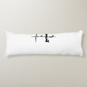 Halloween Heart Beat Black Cat and Bat Body Pillow