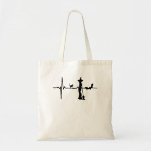 Halloween Heart Beat Black Cat and Bat Tote Bag