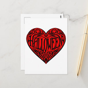 Halloween Heart, Black Heart, Holiday Postcard
