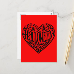 Halloween Heart, Black Heart, Holiday Postcard