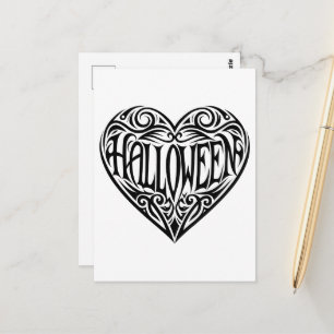Halloween Heart, Black Heart, Holiday Postcard