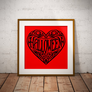 Halloween Heart, Black Heart, Holiday Poster