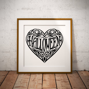 Halloween Heart, Black Heart, Holiday Poster