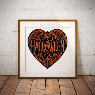 Halloween Heart, Black Heart Shape, Holiday Foil Prints