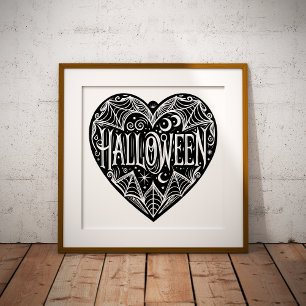 Halloween Heart, Black Heart Shape, Holiday Foil Prints