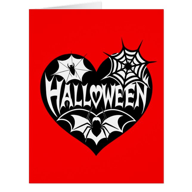 Halloween Heart, Black Heart Shape, Spider Web (Front)