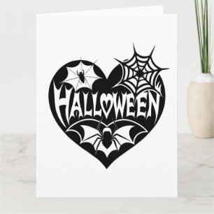 Halloween Heart, Black Heart Shape, Spider Web Card