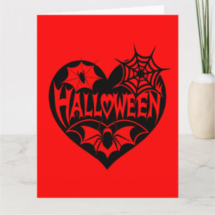 Halloween Heart, Black Heart Shape, Spider Web Card