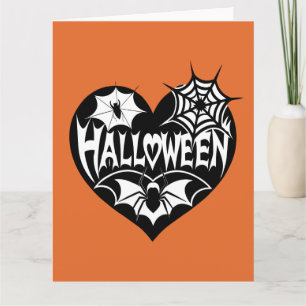 Halloween Heart, Black Heart Shape, Spider Web Card
