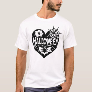 Halloween Heart, Black Heart Shape, Spider Web T-Shirt