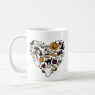 Halloween Heart Cute Ghosts, Pumpkins & Candy Coffee Mug