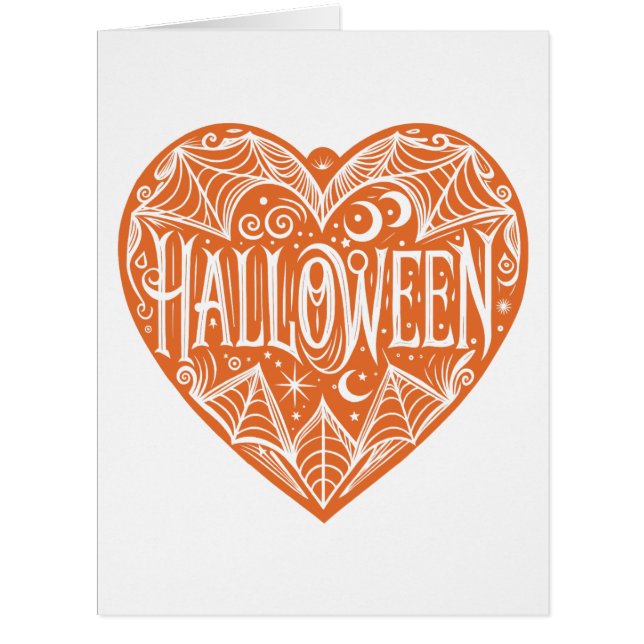 Halloween Heart, Orange Heart Shape, Holiday (Front)