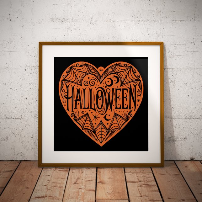 Halloween Heart, Orange Heart Shape, Holiday Poster (Creator Uploaded)
