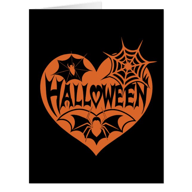 Halloween Heart, Orange Heart Shape, Spider Web (Front)