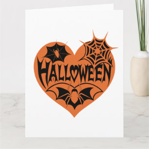 Halloween Heart, Orange Heart Shape, Spider Web Card