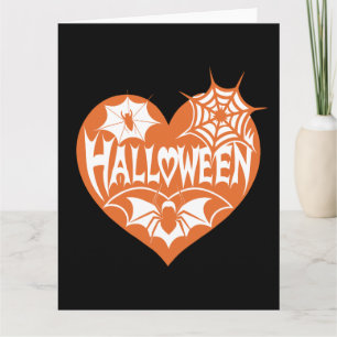 Halloween Heart, Orange Heart Shape, Spider Web Card