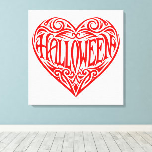 Halloween Heart, Red Heart, Holiday Canvas Print