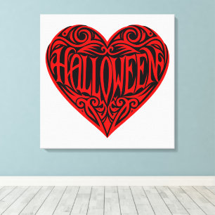 Halloween Heart, Red Heart, Holiday Canvas Print