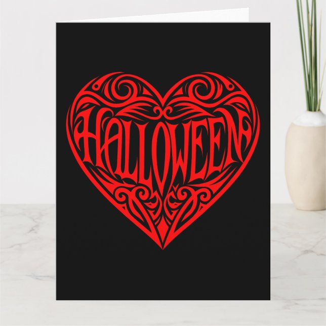 Halloween Heart, Red Heart, Holiday Card (Front)