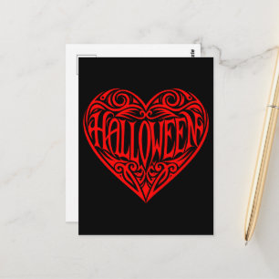 Halloween Heart, Red Heart, Holiday Postcard