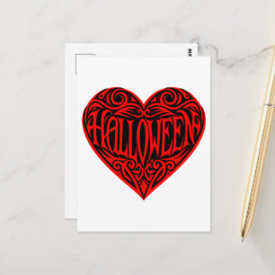 Halloween Heart, Red Heart, Holiday Postcard