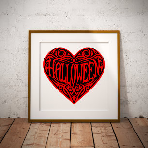 Halloween Heart, Red Heart, Holiday Poster