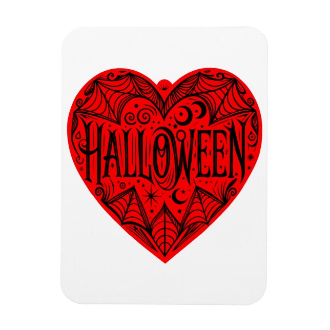 Halloween Heart, Red Heart Shape, Holiday Magnet (Vertical)