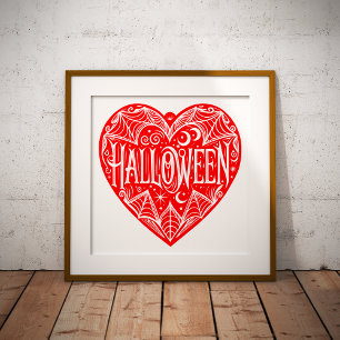 Halloween Heart, Red Heart Shape, Holiday Photo Print