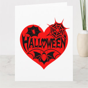 Halloween Heart, Red Heart Shape, Spider Web Card