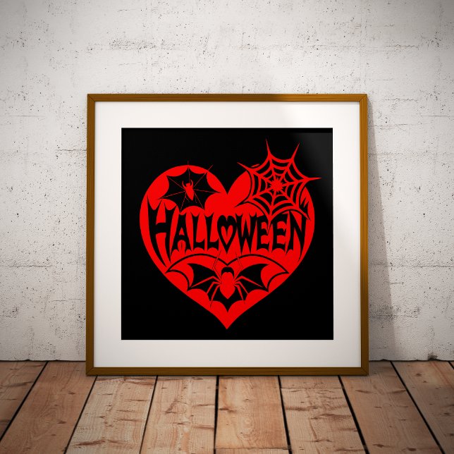 Halloween Heart, Red Heart Shape, Spider Web Foil Prints (Creator Uploaded)