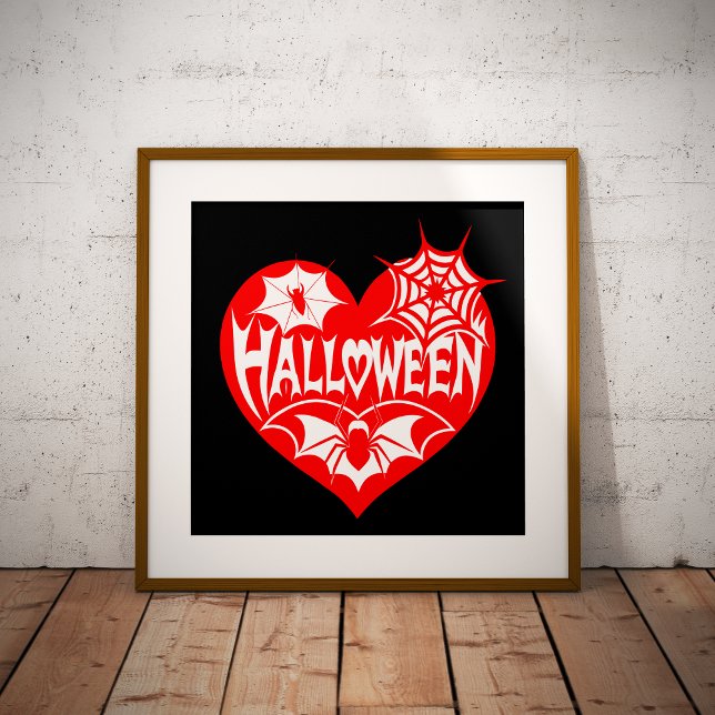 Halloween Heart, Red Heart Shape, Spider Web Foil Prints (Creator Uploaded)