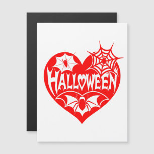 Halloween Heart, Red Heart Shape, Spider Web Magnetic Invitation