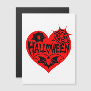 Halloween Heart, Red Heart Shape, Spider Web Magnetic Invitation