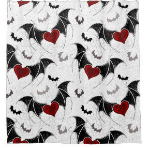 Halloween heart with black bat wings