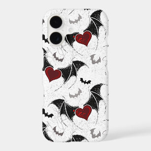 Halloween heart with black bat wings