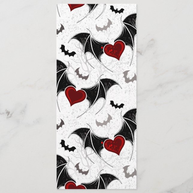 Halloween heart with black bat wings advice card (Front)