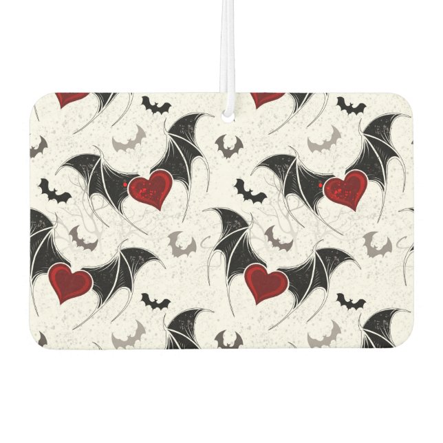 Halloween heart with black bat wings air freshener (Front)