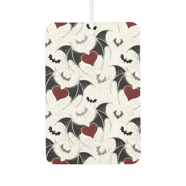 Halloween heart with black bat wings air freshener (Front)