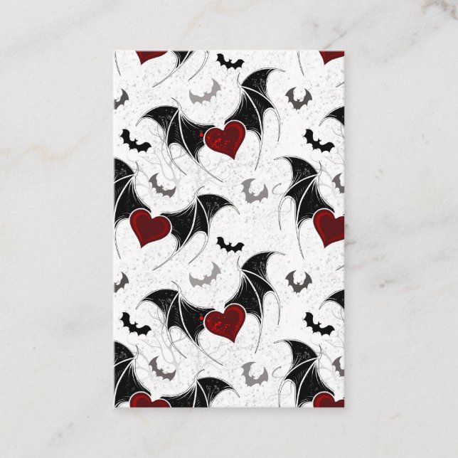 Halloween heart with black bat wings appointment card (Front)