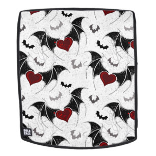Halloween heart with black bat wings backpack