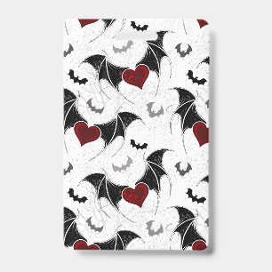 Halloween heart with black bat wings badge