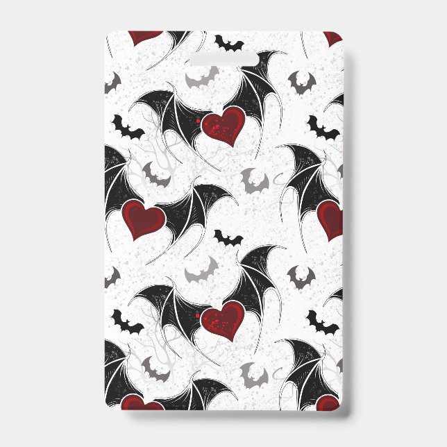 Halloween heart with black bat wings badge (Front)