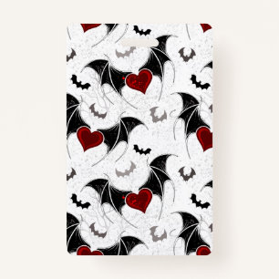 Halloween heart with black bat wings badge